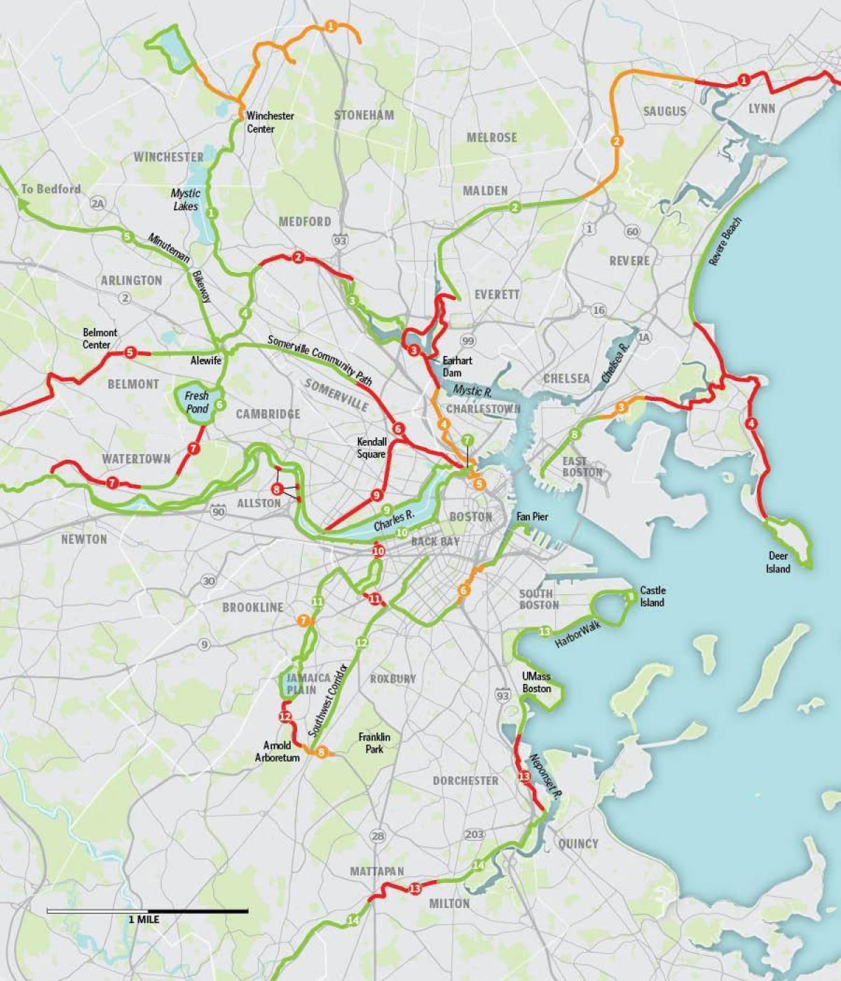 peta dari Boston sepeda
