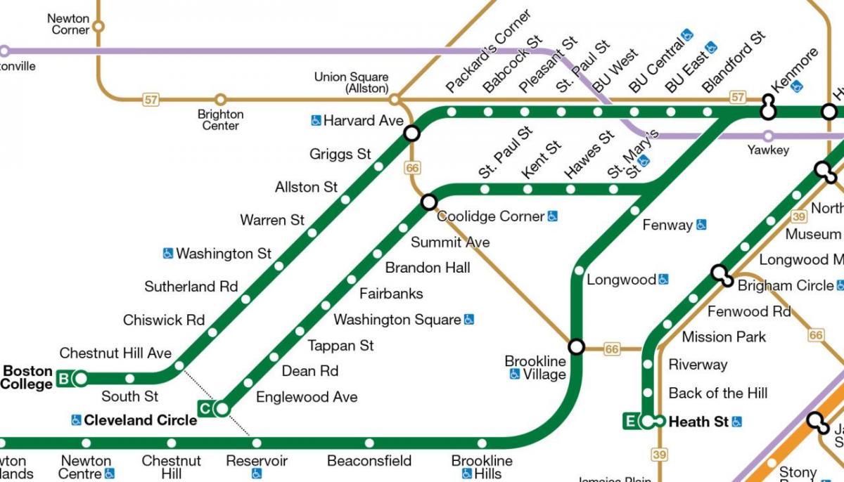 MBTA hijau garis peta