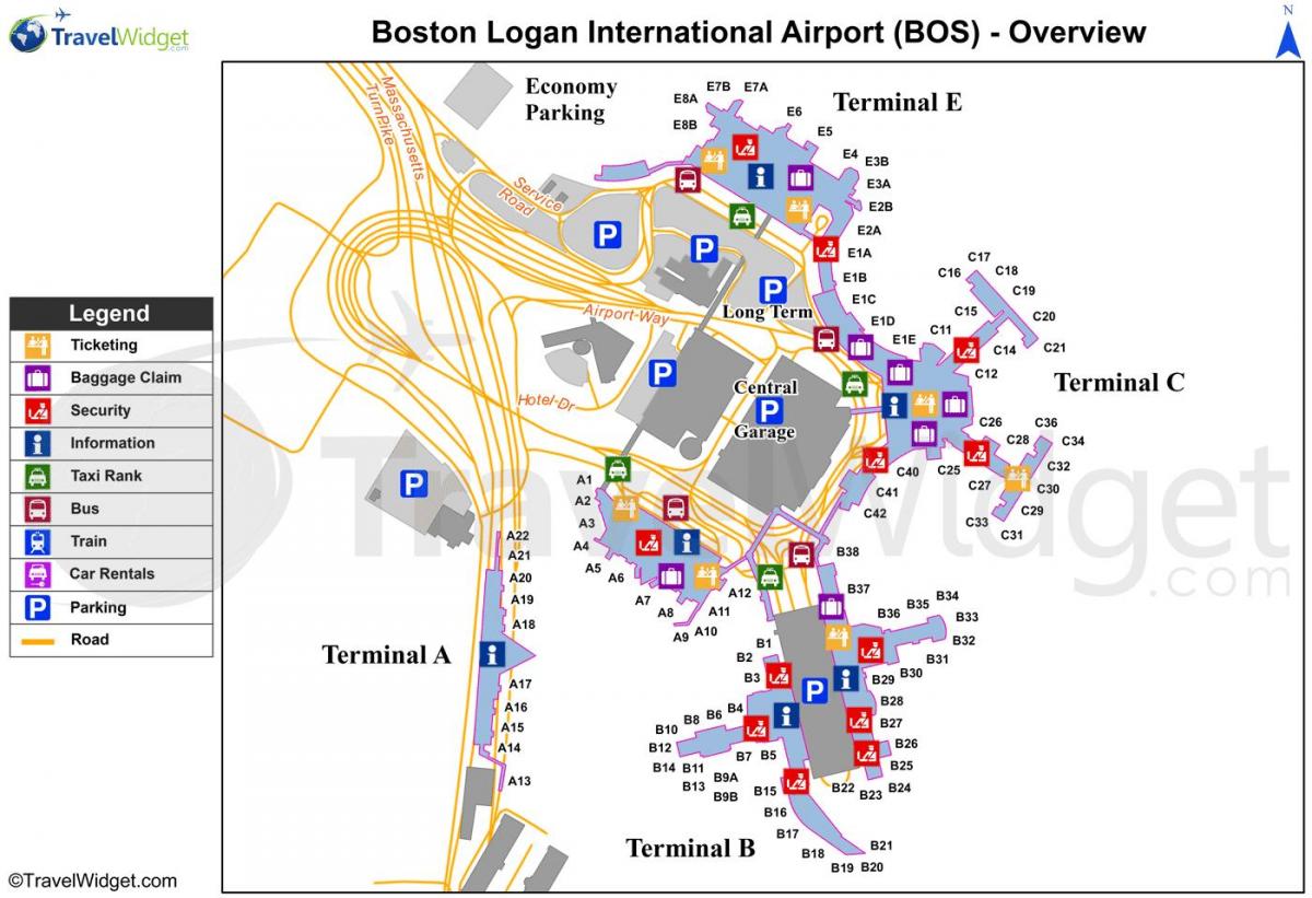 peta dari bandara Boston