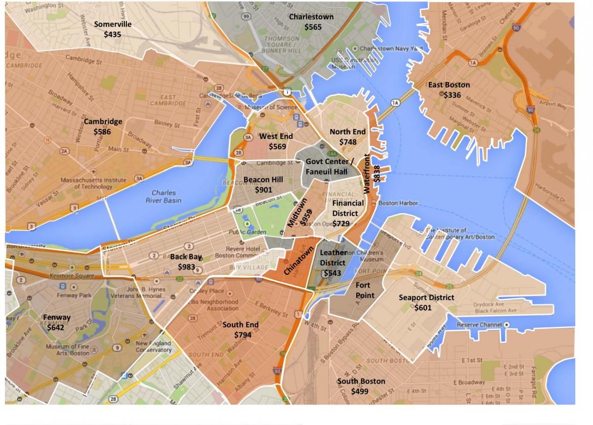 kota Boston peta zonasi