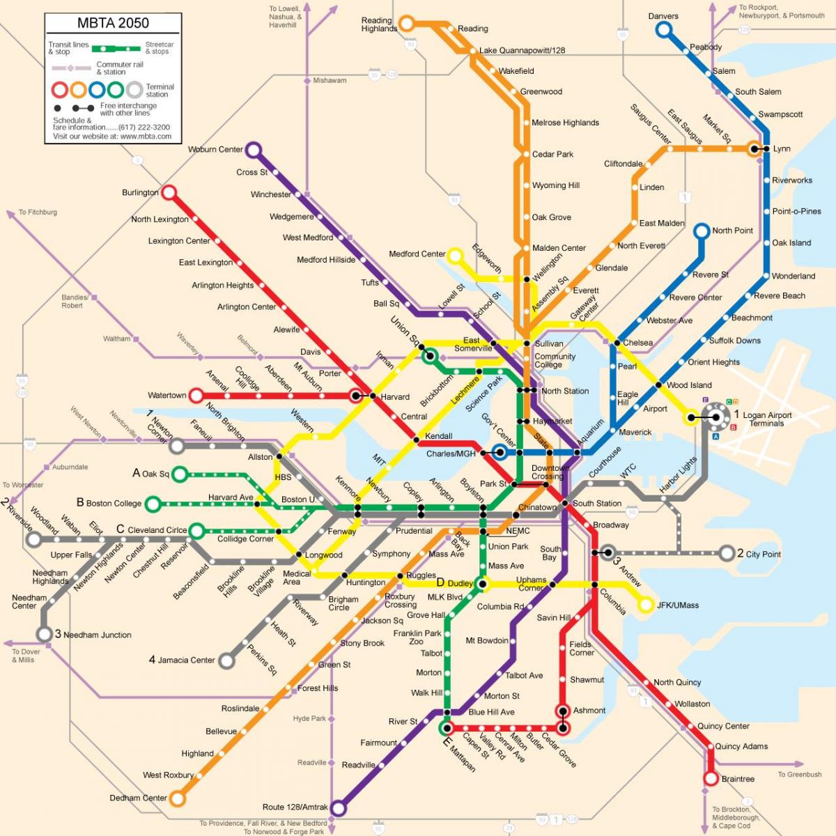 Boston peta transportasi umum