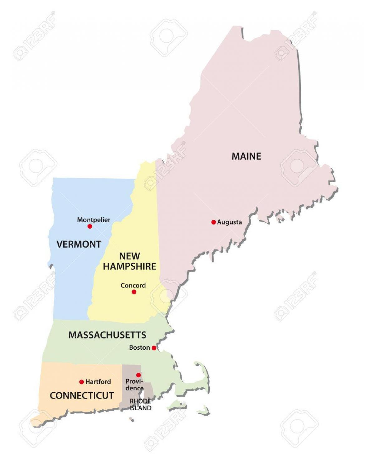 peta negara bagian New England