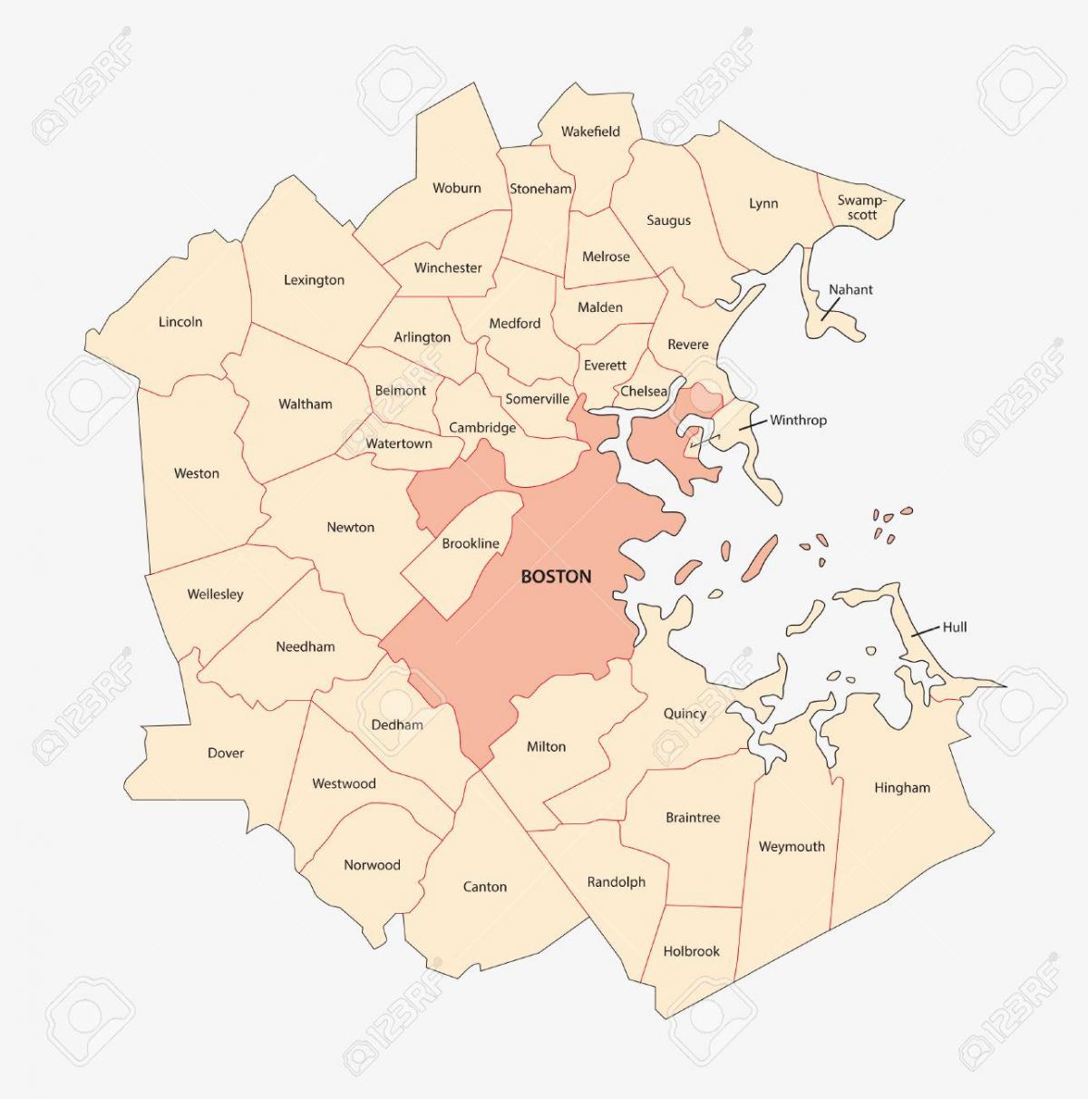 peta wilayah Boston