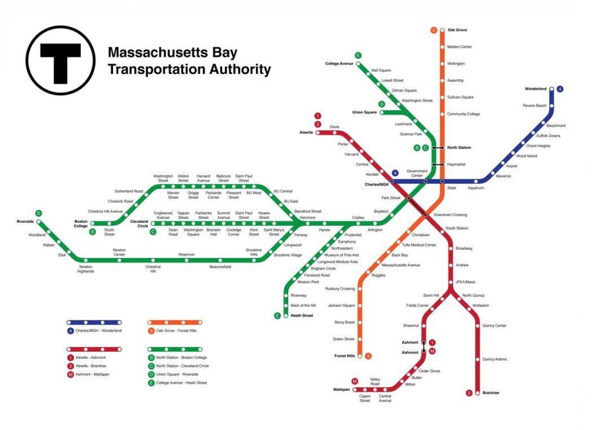 kereta bawah tanah Boston peta