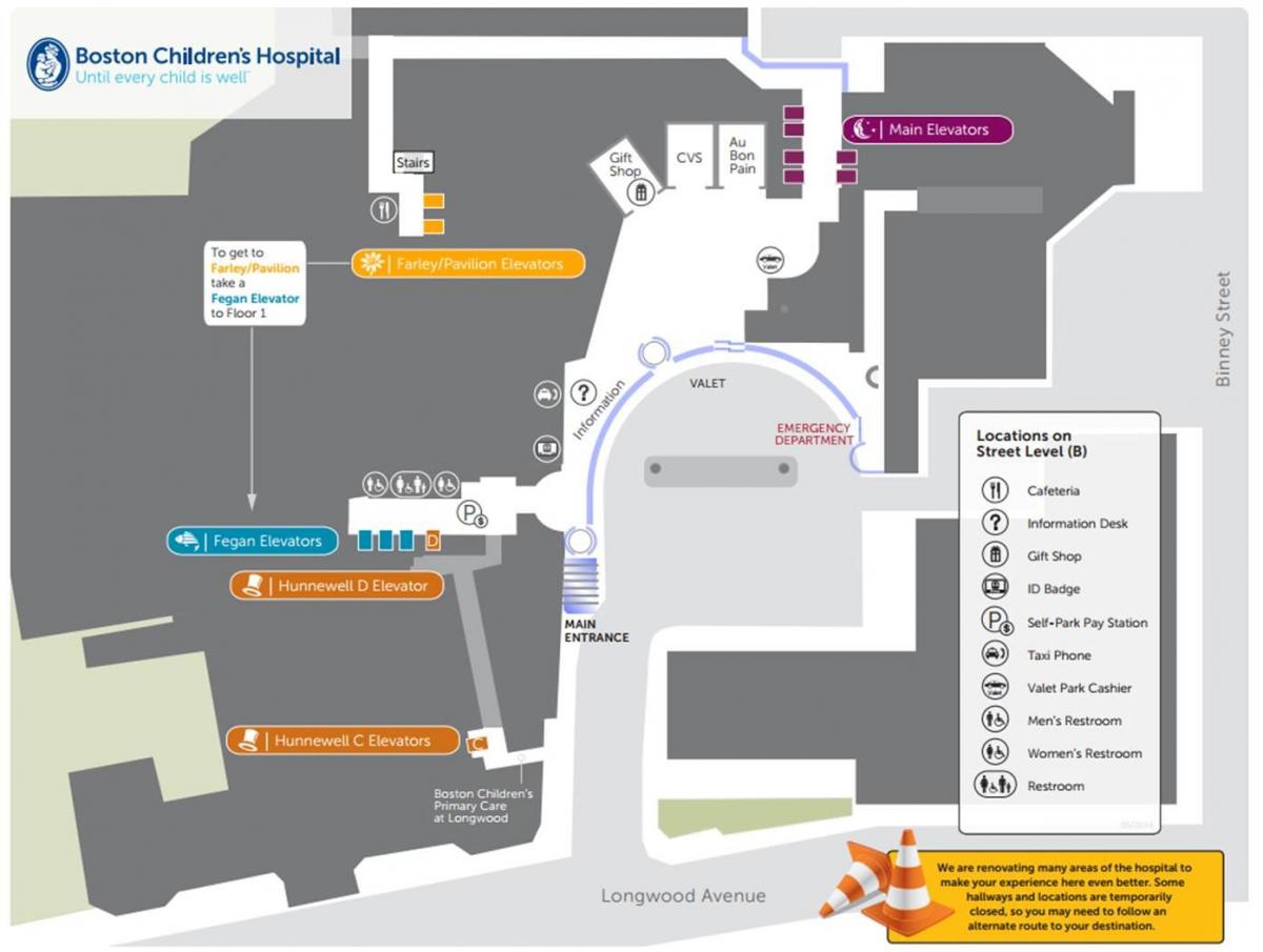 Rumah Sakit anak-anak Boston peta