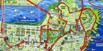 Peta dari Boston obyek wisata